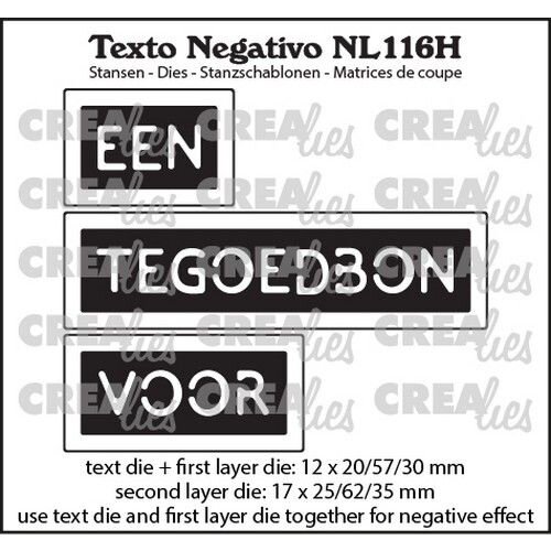 Crealies Crealies Texto Negativo EEN TEGOEDBON VOOR - NL (H) NL116H 12x20/57/30 - 17x25/62/35 mm