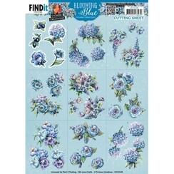 CD12138 - 10 stuks knipvel- Yvonne Creations - Blooming Blue - Mini