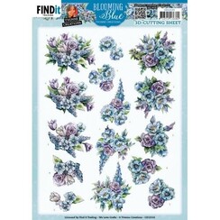 CD12133 - 10 stuks knipvel - Yvonne Creations - Blooming Blue - Larkspur