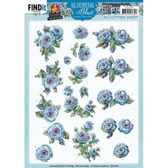 CD12134 - 10 stuks knipvel - Yvonne Creations - Blooming Blue - Rosehip