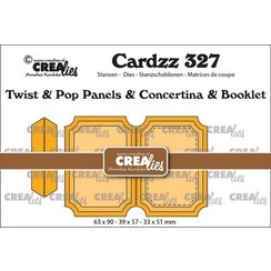 Crealies Cardzz Twist& Pop B3, Panelen&Lep.& Miniboekje tickets V CLCZ327 63x90 - 39x57 - 33x51mm