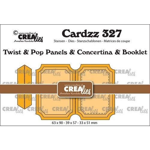 Crealies Crealies Cardzz Twist& Pop B3, Panelen&Lep.& Miniboekje tickets V CLCZ327 63x90 - 39x57 - 33x51mm