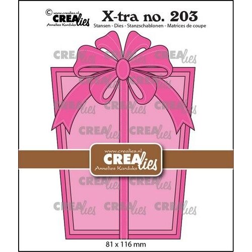 Crealies Crealies Xtra Geef een cadeaukaart: Cadeau met strik CLXtra203 81x116mm