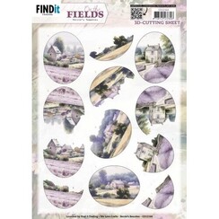 10 stuks knipvel CD12164 - 3D Cutting Sheets - Berries Beauties - On the Fields - Lavender