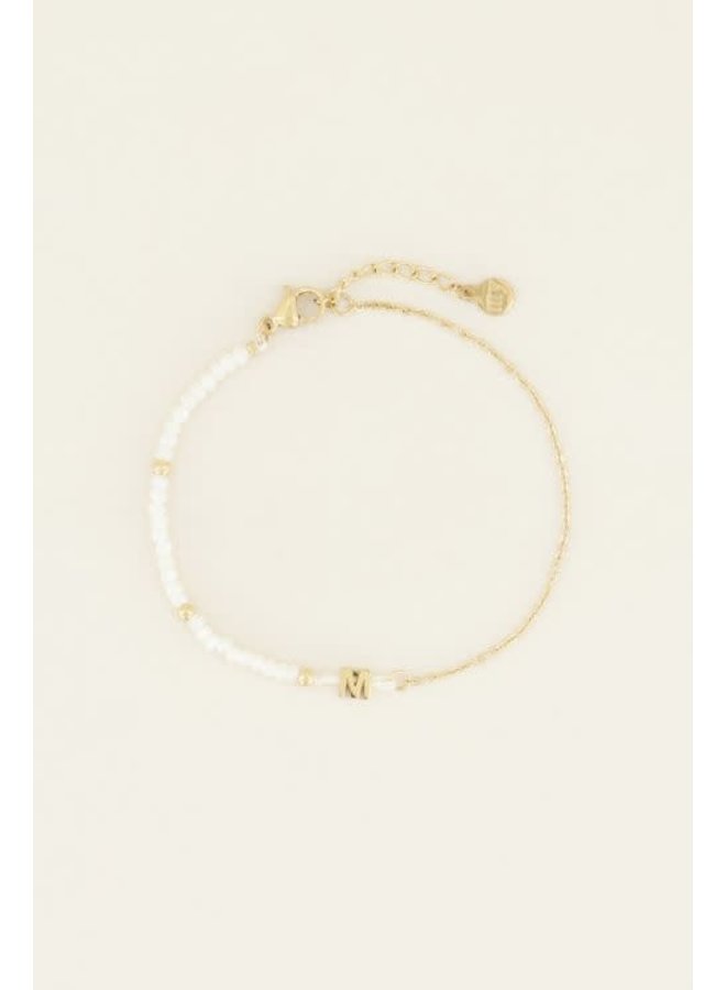 Witte Kralen Armband Met Initial