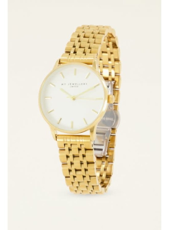 Rond Horloge Schakelband Goud