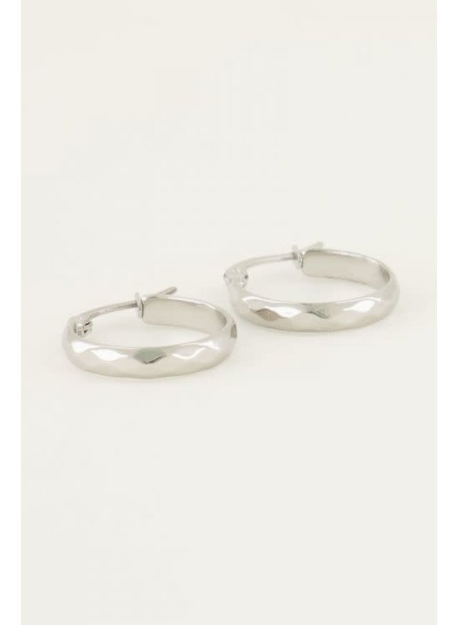 Oorringen Rond Patroon Zilver