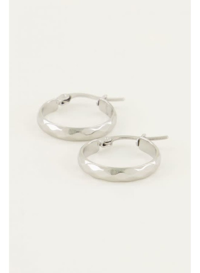 Oorringen Rond Patroon Zilver