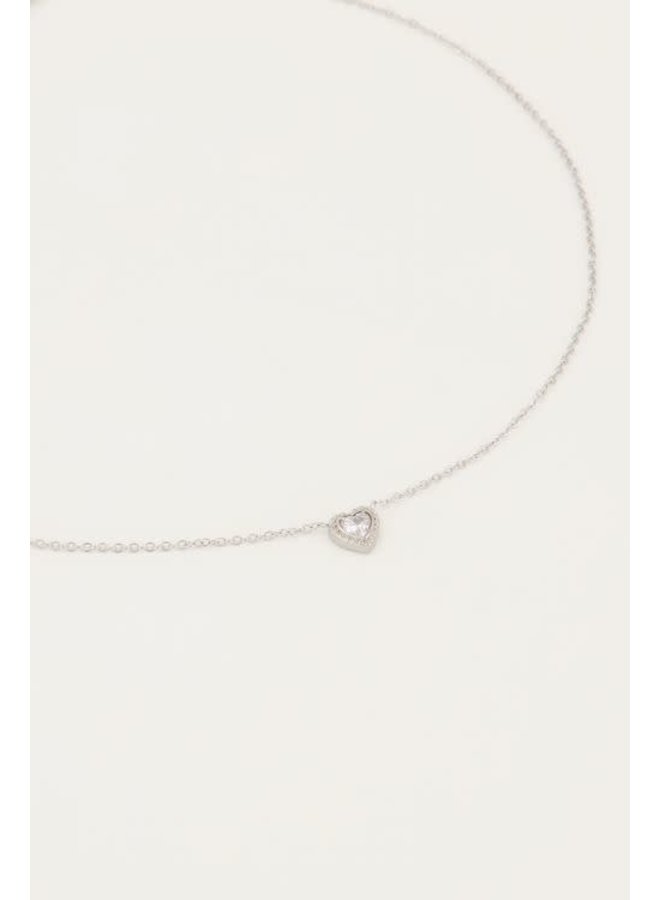 Ketting Strass Hartje Zilver
