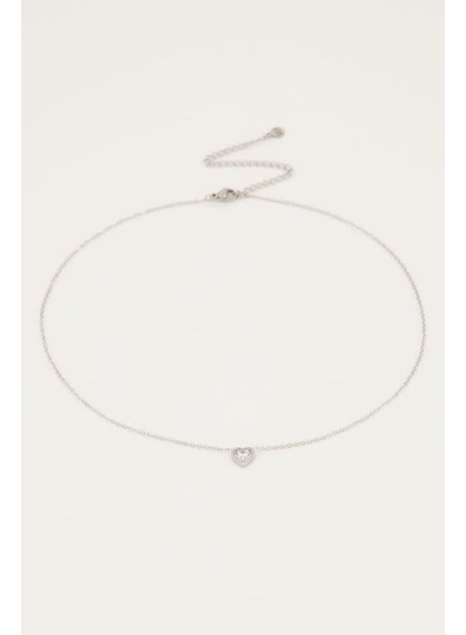 Ketting Strass Hartje Zilver