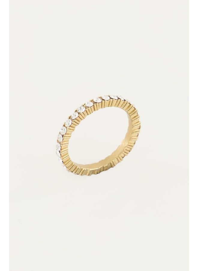 Vintage Ring Kristal Goud