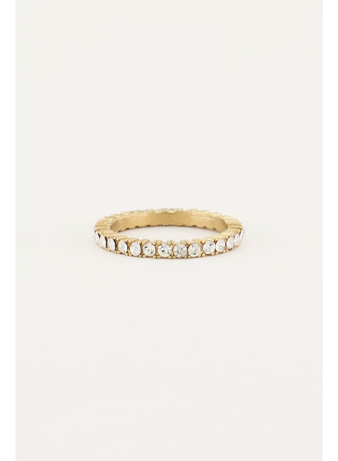 Vintage Ring Kristal Goud