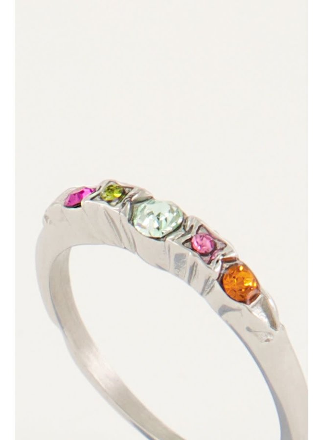 Vintage Klassieke Ring Multikleur Zilver