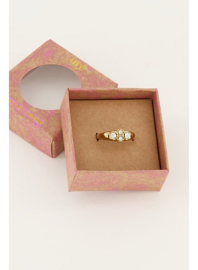 Vintage Cluster Ring Kristal Goud