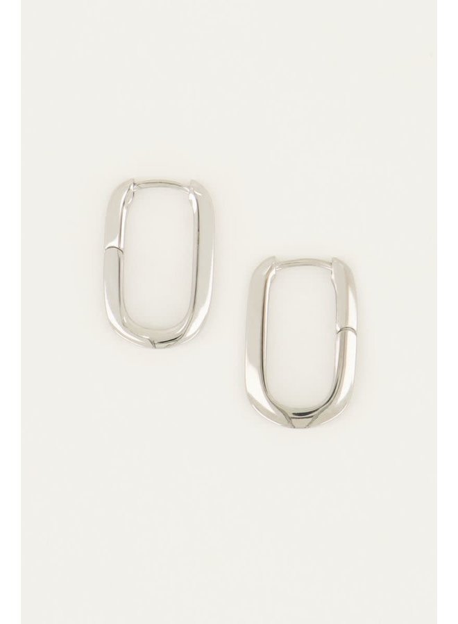 Oorbellen Ovaal Groot Zilver