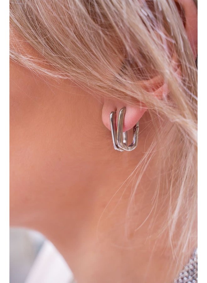 Oorbellen Ovaal Groot Zilver