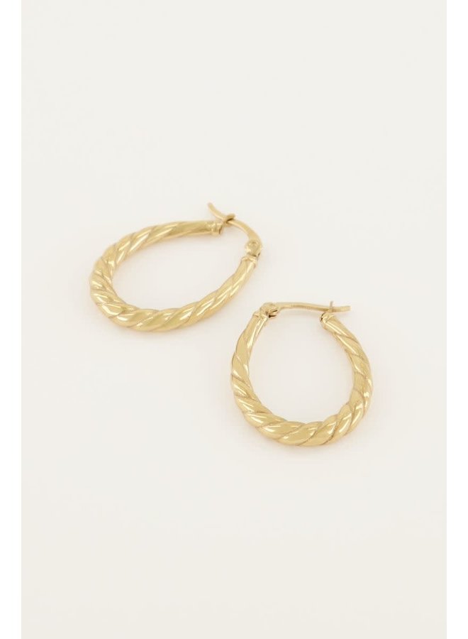 Oorringen Ovaal Gedraaid Patroon Goud