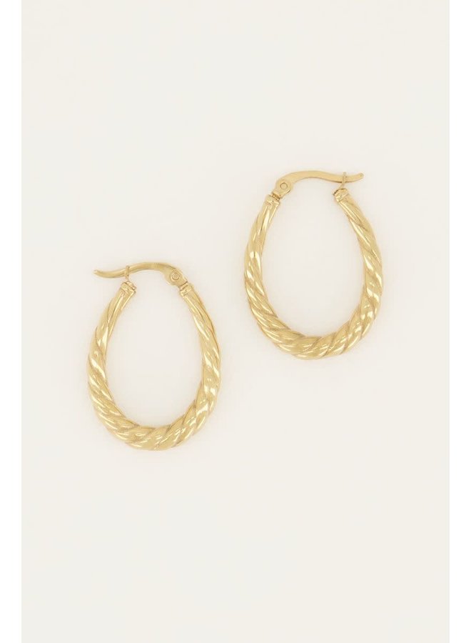 Oorringen Ovaal Gedraaid Patroon Goud