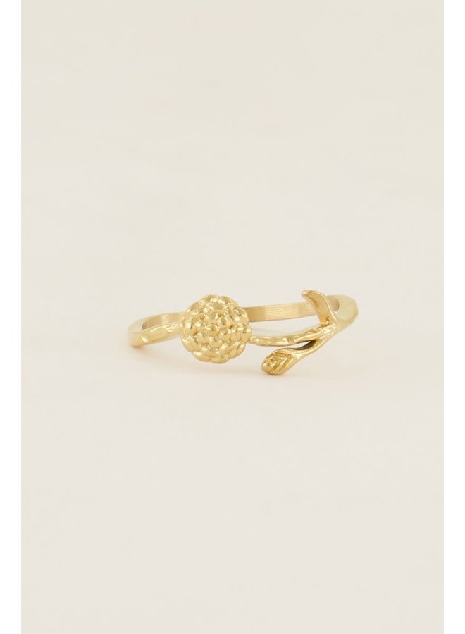 Birth Flower Ring met Bloem Oktober Goud