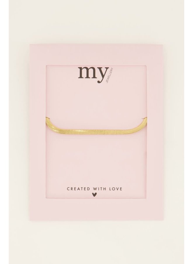 Minimalistische Armband met Platte Schakel Goud