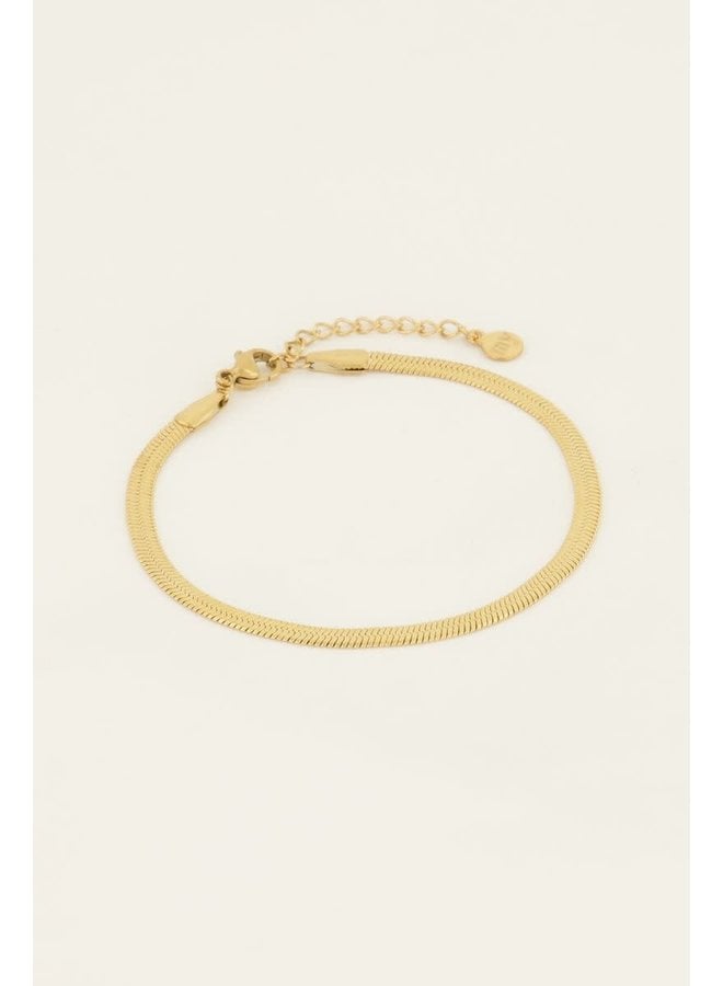 Minimalistische Armband met Platte Schakel Goud