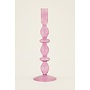 Roze Glazen Kandelaar met Terugkerende Bolling