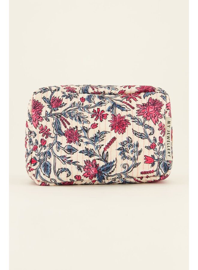 Lichtroze Toilettas met Bloemenprint