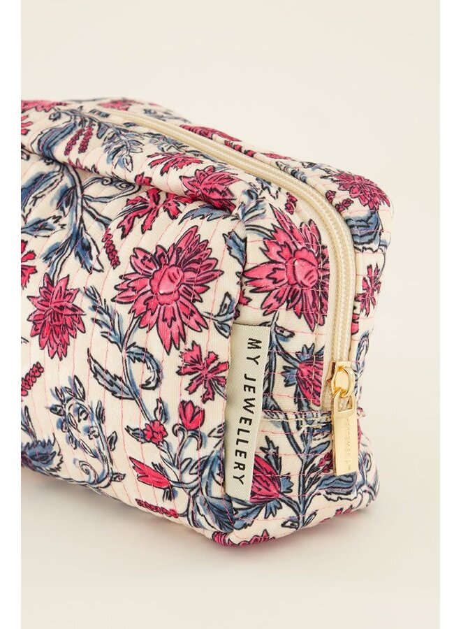 Lichtroze Toilettas met Bloemenprint