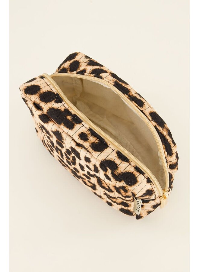 Beige Toilettas met Luipaard Print