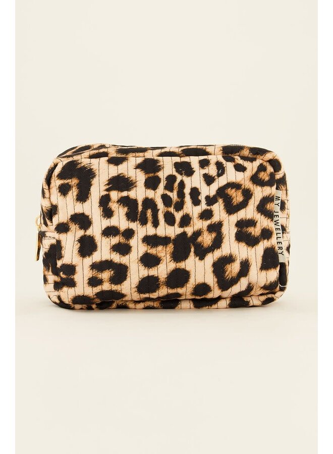 Beige Toilettas met Luipaard Print