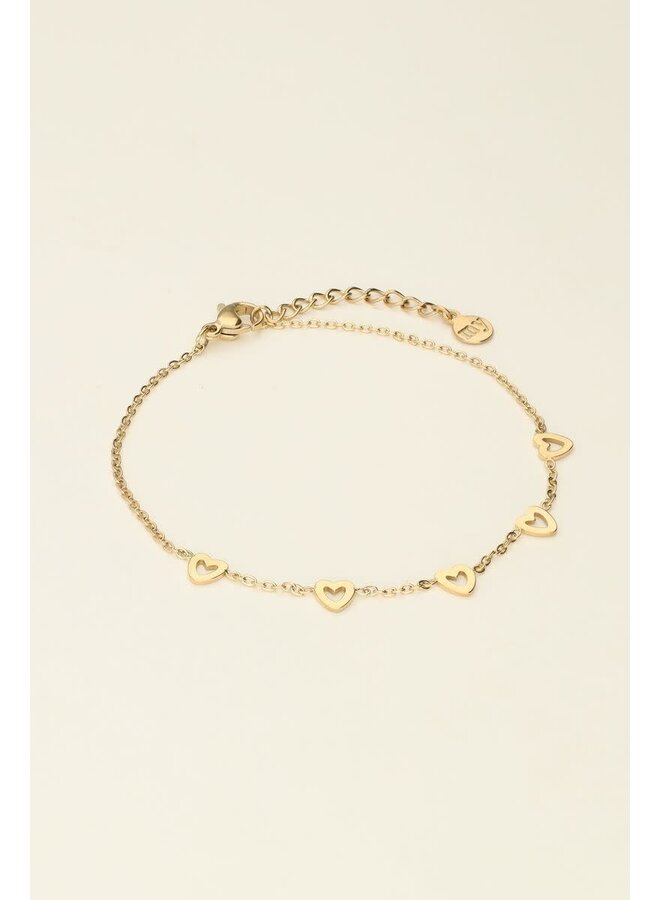 Armband met Kleine Hartjes Goud