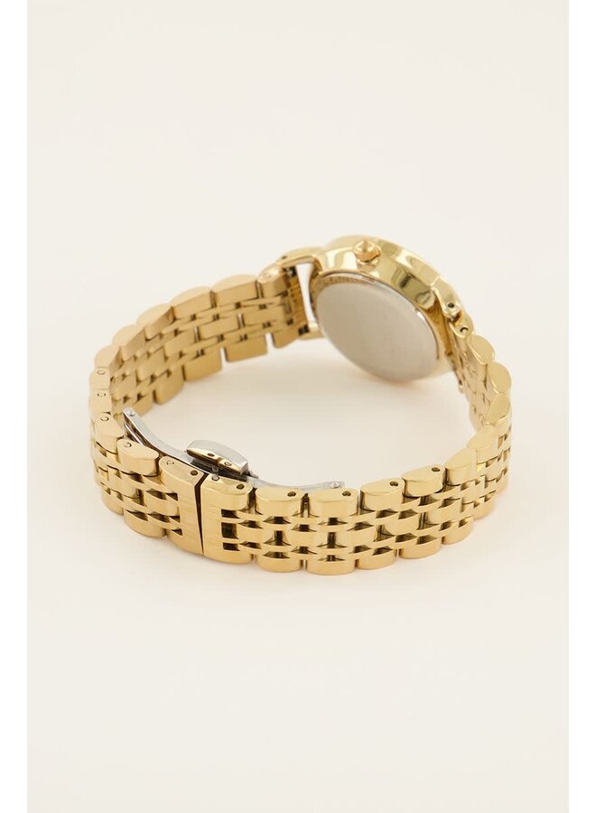 Rond Horloge met Kleine Witte Wijzerplaat Goud