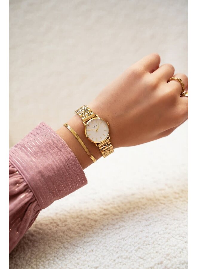 Rond Horloge met Kleine Witte Wijzerplaat Goud