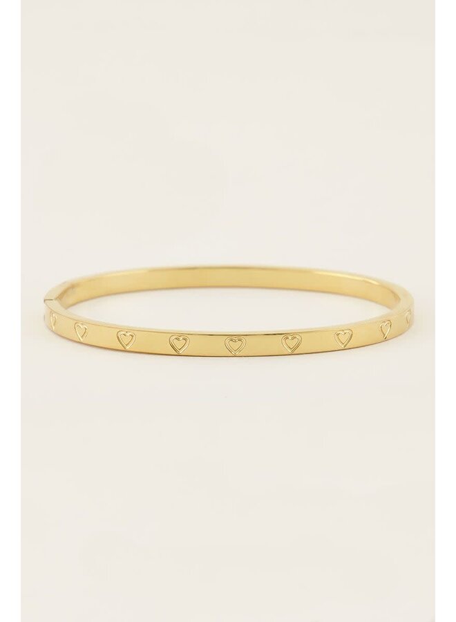 Bangle met Gegraveerde Hartjes Goud