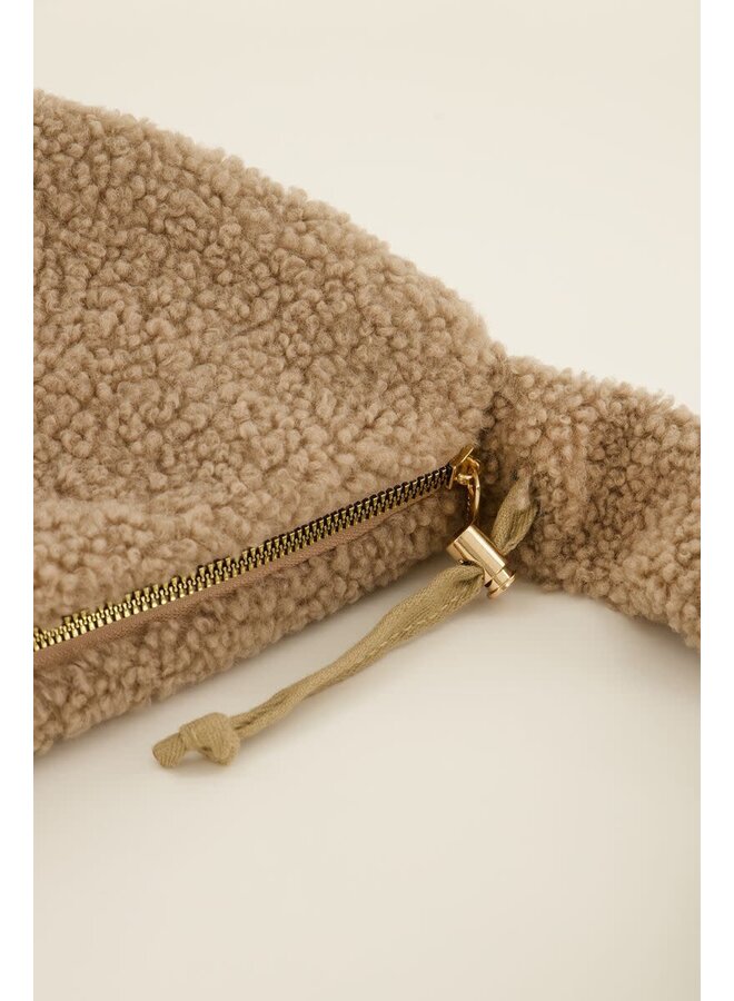 Taupe Teddy Crossbody Tas