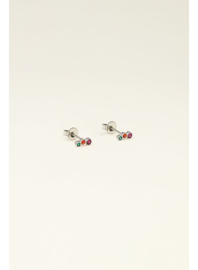 Universe Studs met Gekleurde Rondjes Zilver