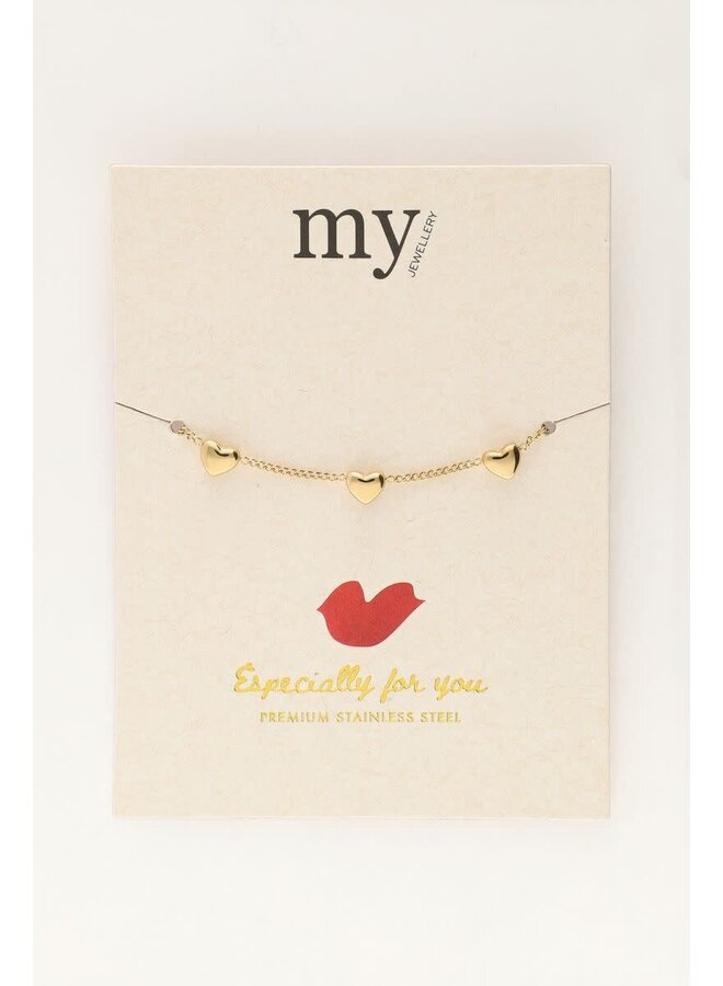 Valentijn Armband met Vijf Hartjes Goud