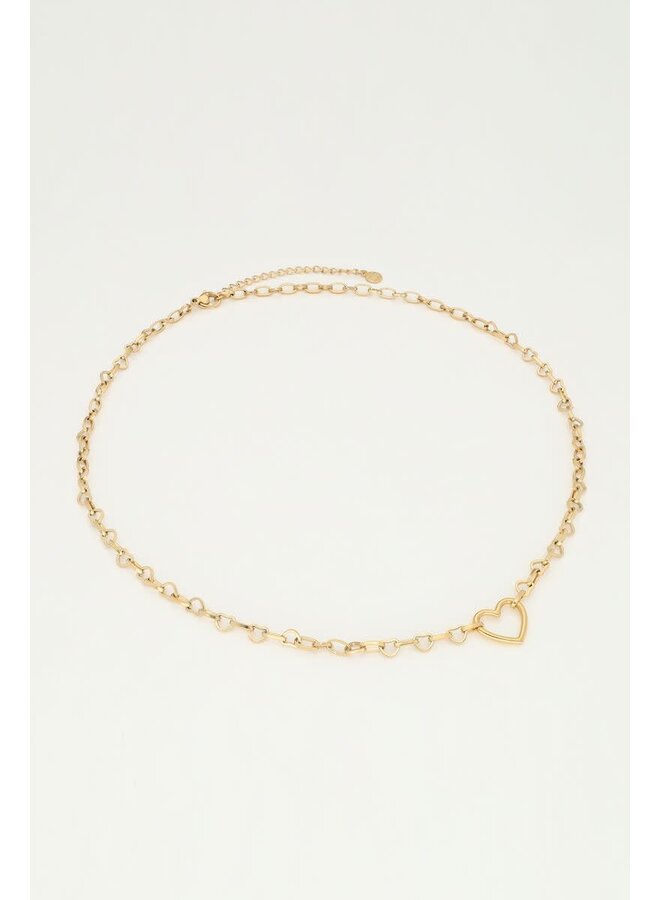 Schakelketting met Klein Open Hart Bedel Goud