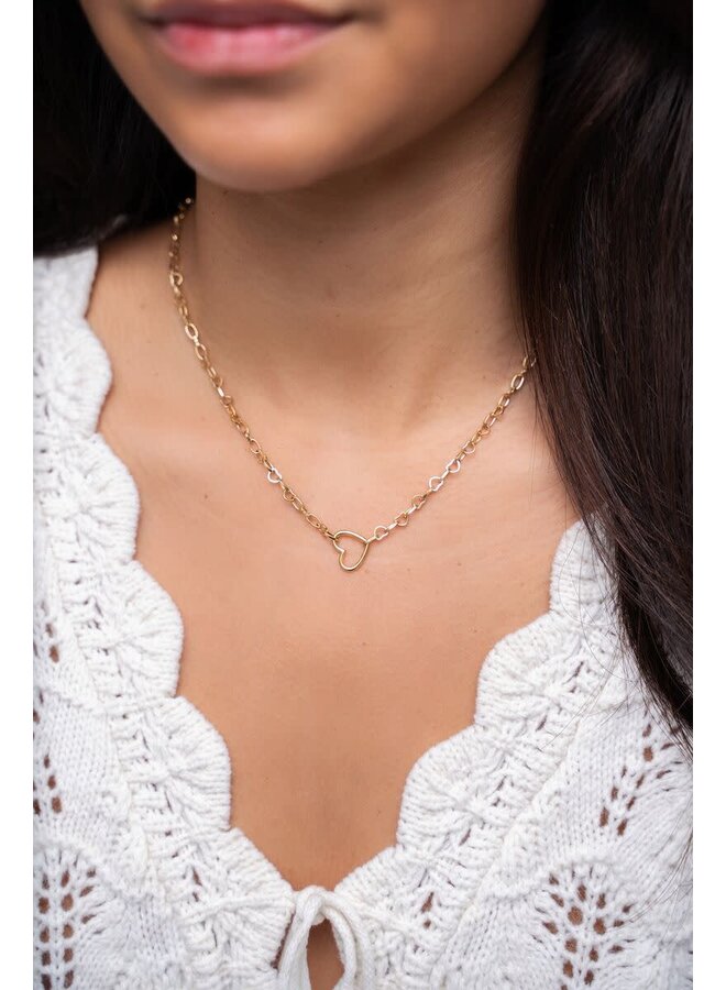 Schakelketting met Klein Open Hart Bedel Goud