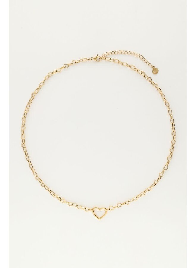 Schakelketting met Klein Open Hart Bedel Goud