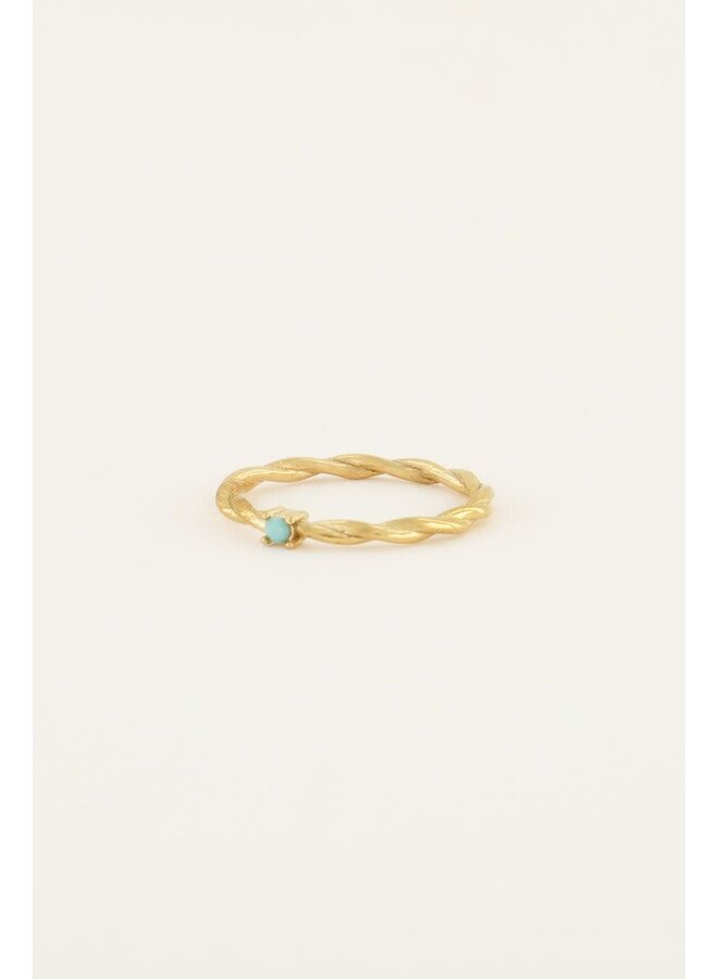 Single Azzuro Blue Ring Goud