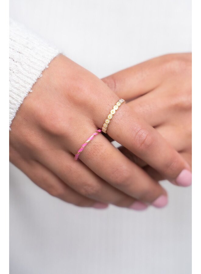 Gedraaide Ring Roze Goud