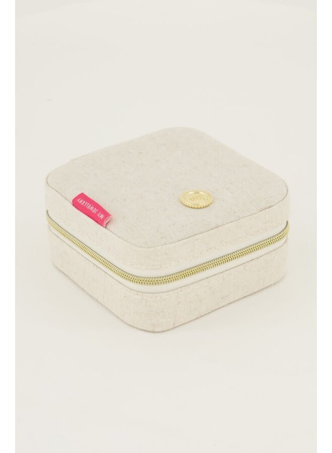 Beige Linnen Look Sieraden Etui