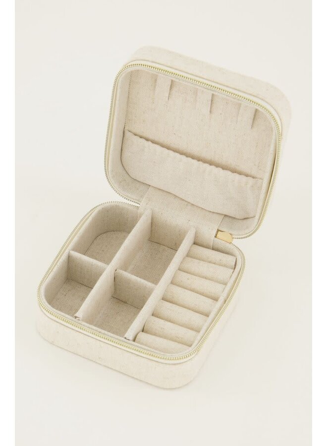 Beige Linnen Look Sieraden Etui