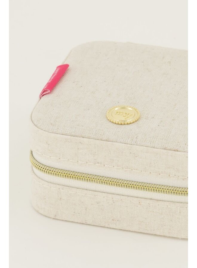 Beige Linnen Look Sieraden Etui