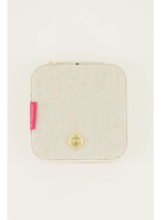 Beige Linnen Look Sieraden Etui