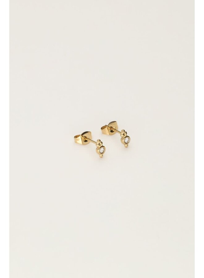 Studs met Strass & Bolletjes Goud