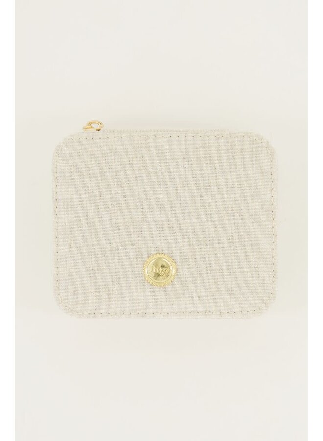 Beige Linnen Look Sieraden Etui Medium