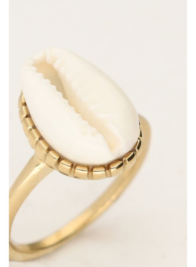 Statement Ring met Schelp Goud