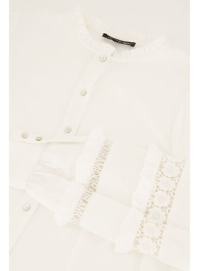 Witte Blouse met Kanten Details Goud